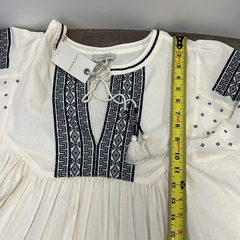 SOLD IN STORE Lucky Brand Embroidered Peasant Blouse Size Large - Picture 10 of 11